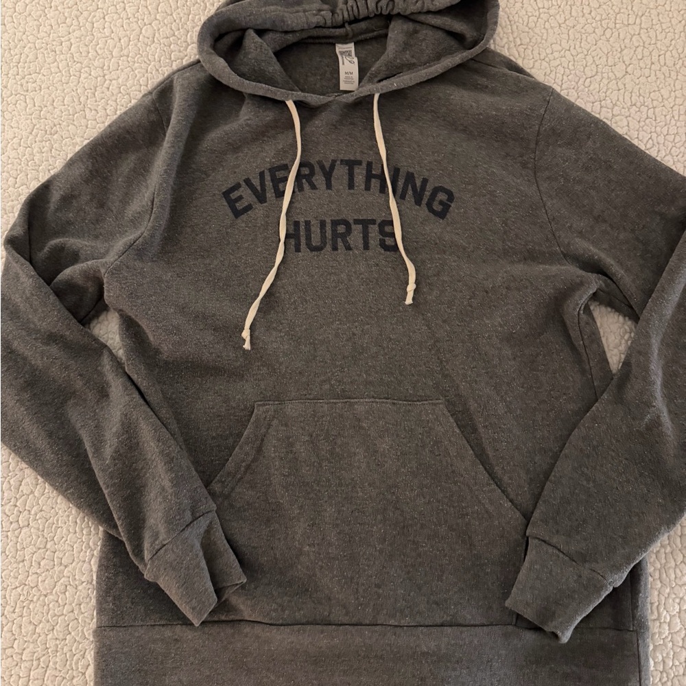 Gray Hoodie with Text Print